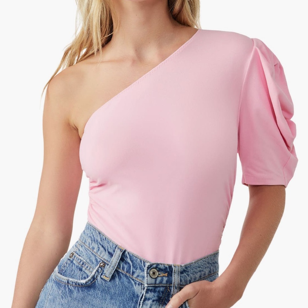 free people Somethin Bout You Pink One-Shoulder Bodysuit